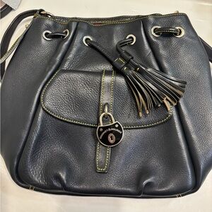 Dooney & Bourke Black Shoulder Bag with Drawstring Closure